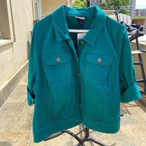 Lane Bryant teal denim jacket new 18/20W